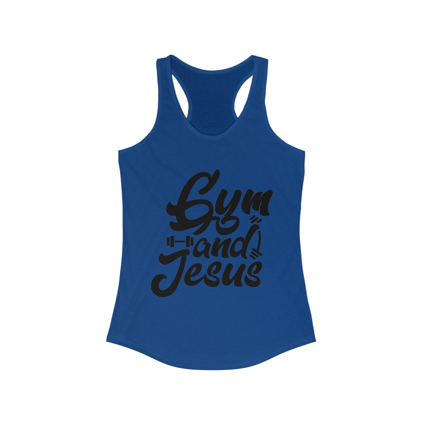 Gym and Jesus Women's Racerback Tank (Black Logo)
