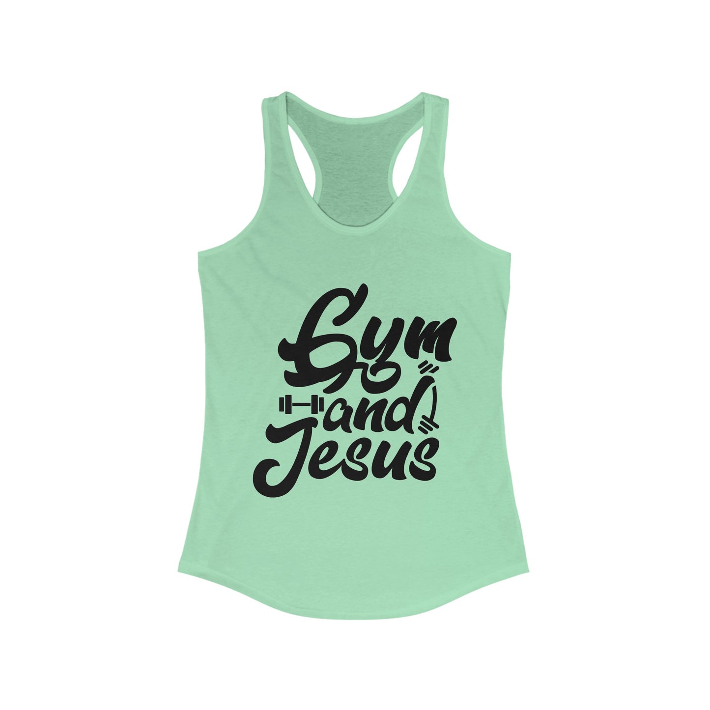 Gym and Jesus Women's Racerback Tank (Black Logo)