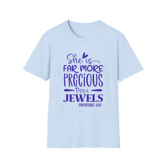 Far More Precious Women's Relaxed/Plus Tshirt (Cobalt Logo) - Sweet Baby Jeez Teez