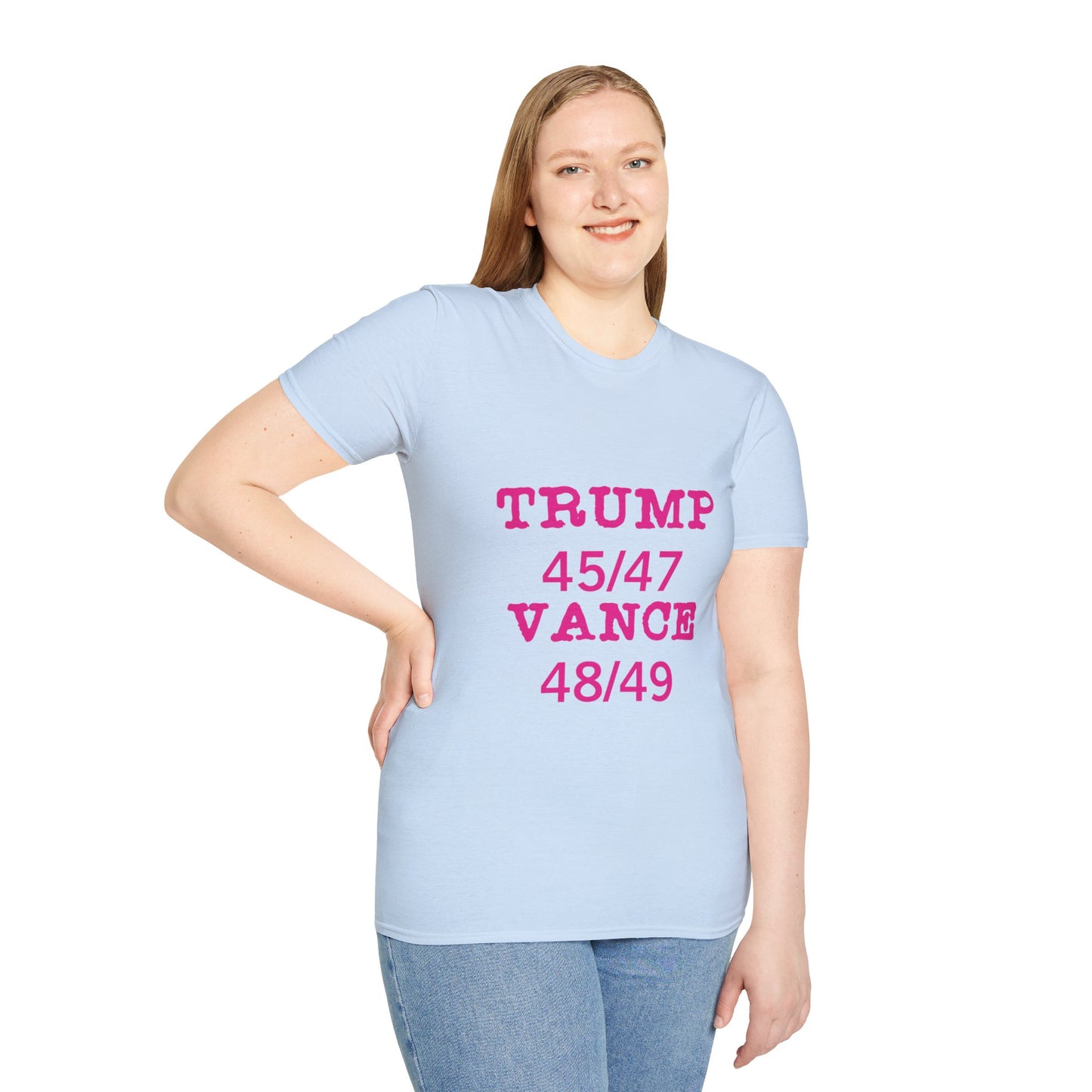 Trump/Vance Women's Relaxed/Plus Tshirt (Hot Pink Logo) - Sweet Baby Jeez Teez