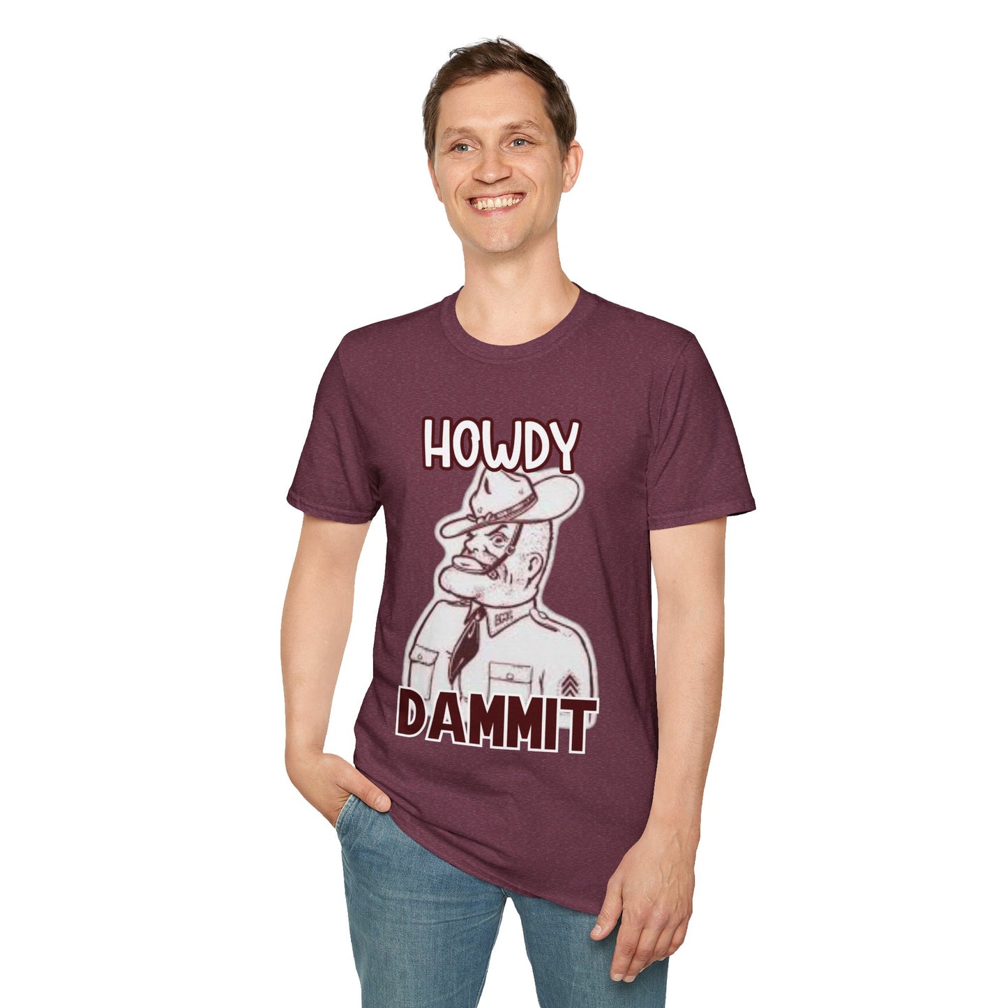 Howdy Dammit Men's Tshirt (Aggie - Old  Sarge Logo)