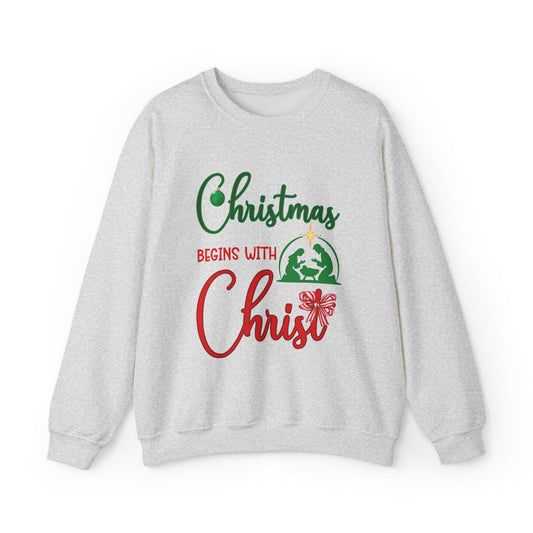 Christmas Begins with Christ Heavy Unisex Sweatshirt