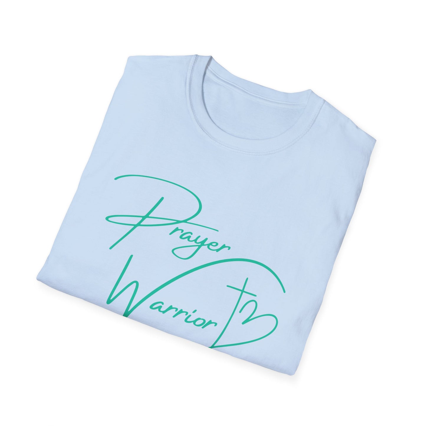 Prayer Warrior Cross Heart Women's Relaxed/Plus Tshirt (Teal Logo)