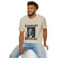 Raised on Reagan Men's Tshirt (Black Logo) - Sweet Baby Jeez Teez