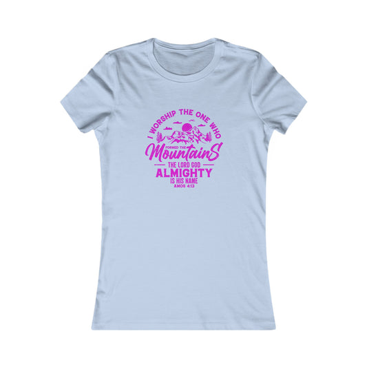 Mountains Women's Fitted Tshirt (Hot Pink Logo) - Sweet Baby Jeez Teez