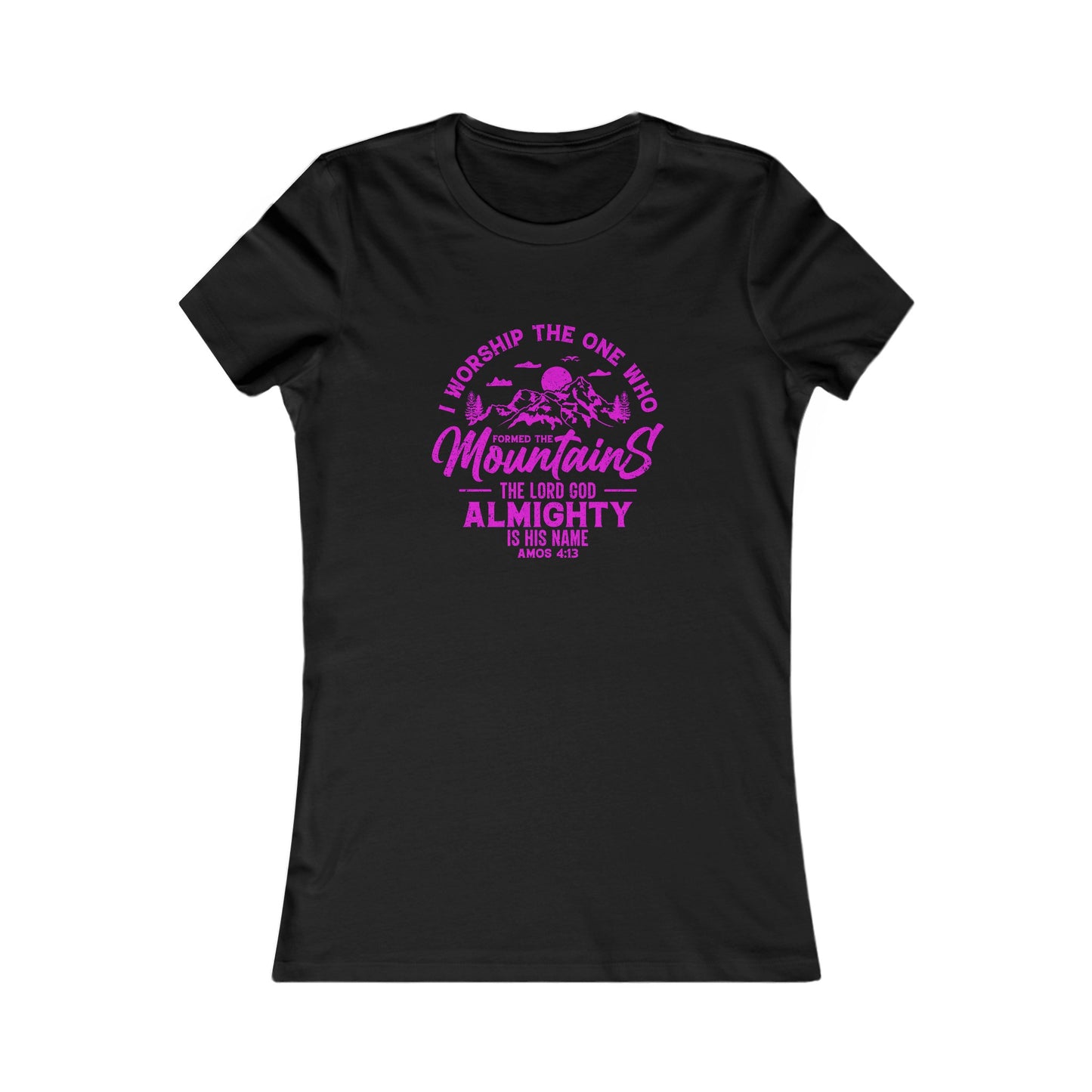 Mountains Women's Fitted Tshirt (Hot Pink Logo) - Sweet Baby Jeez Teez