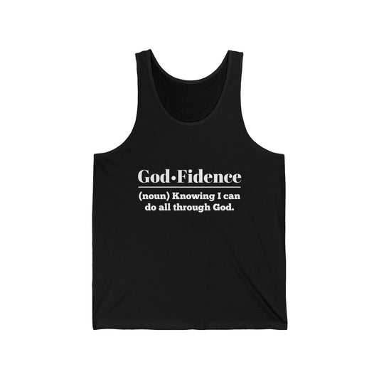 God-fidence Women's Relaxed Jersey Tank (White Logo)