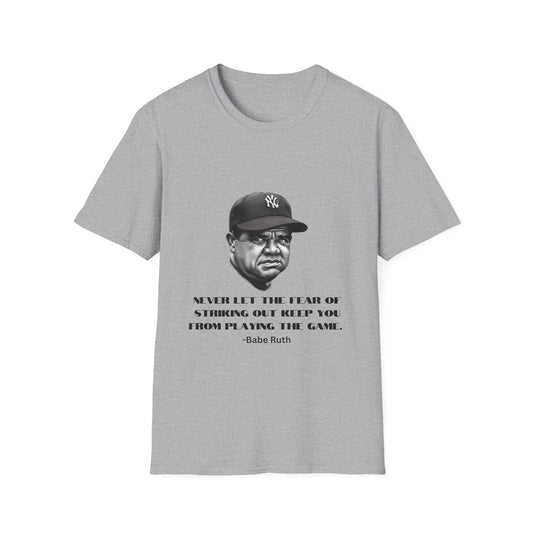 Strike Out Babe Ruth Men's Tshirt (IW Grayscale Logo) - Sweet Baby Jeez Teez