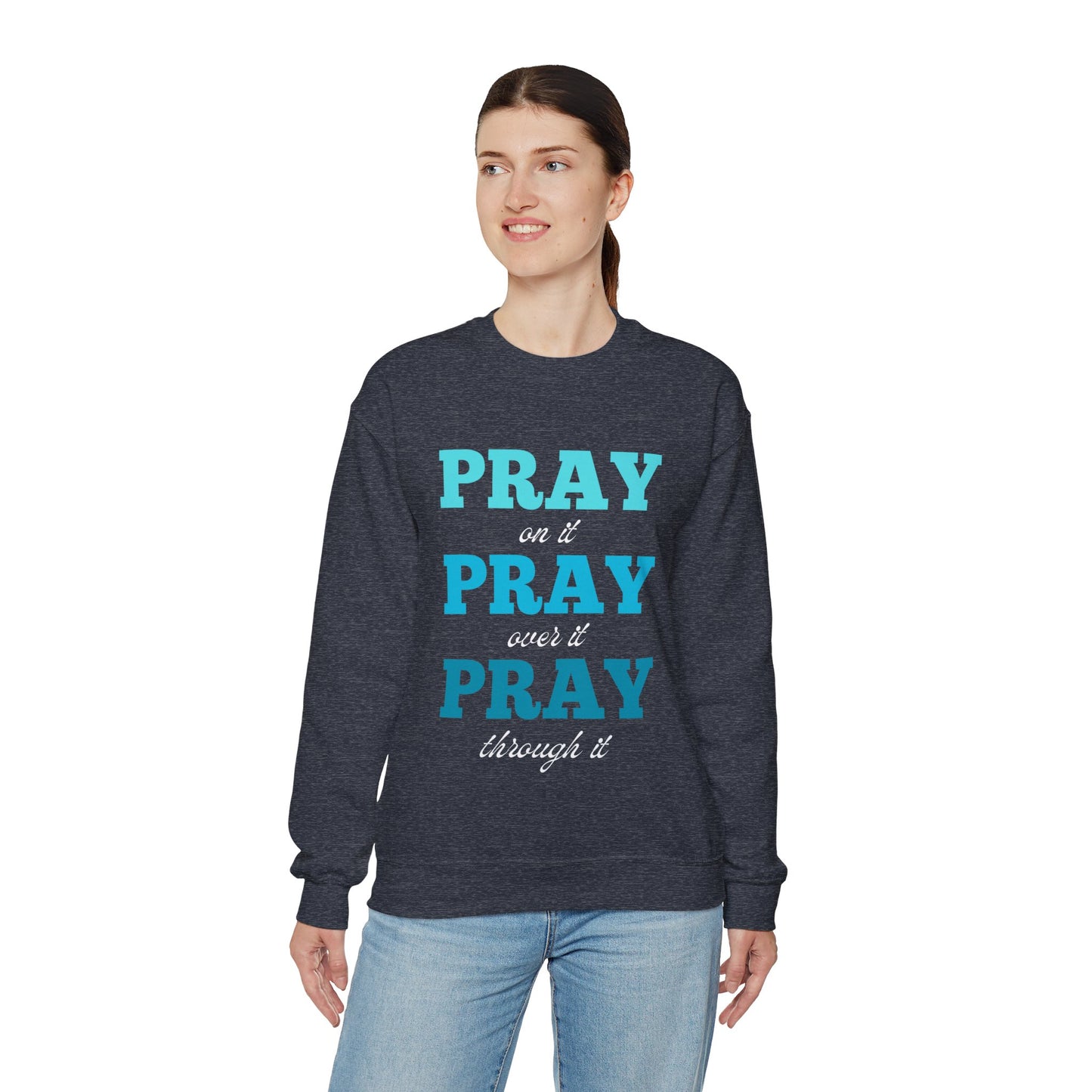 Pray On It Women's Relaxed Sweatshirt (Teals Logo) - Sweet Baby Jeez Teez