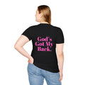 God's Got My Back Women's Relaxed/Plus Tshirt (Hot Pink Back Logo) - Sweet Baby Jeez Teez