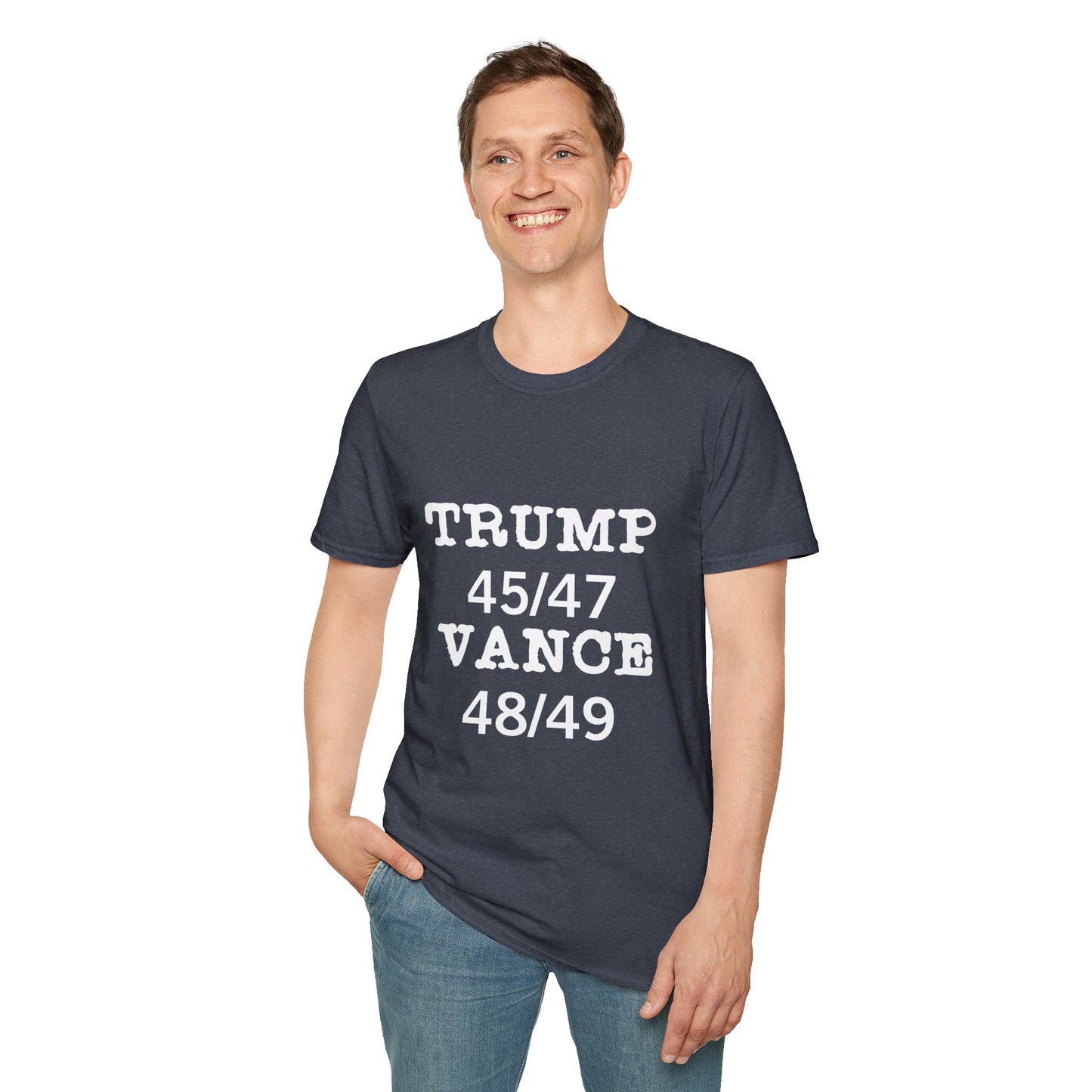 Trump/Vance Men's Tshirt (White Logo) - Sweet Baby Jeez Teez