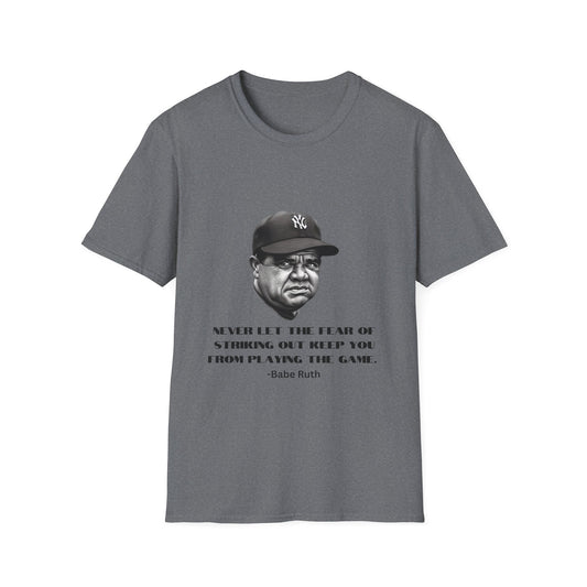 Strike Out Babe Ruth Men's Tshirt (IW Grayscale Logo) - Sweet Baby Jeez Teez