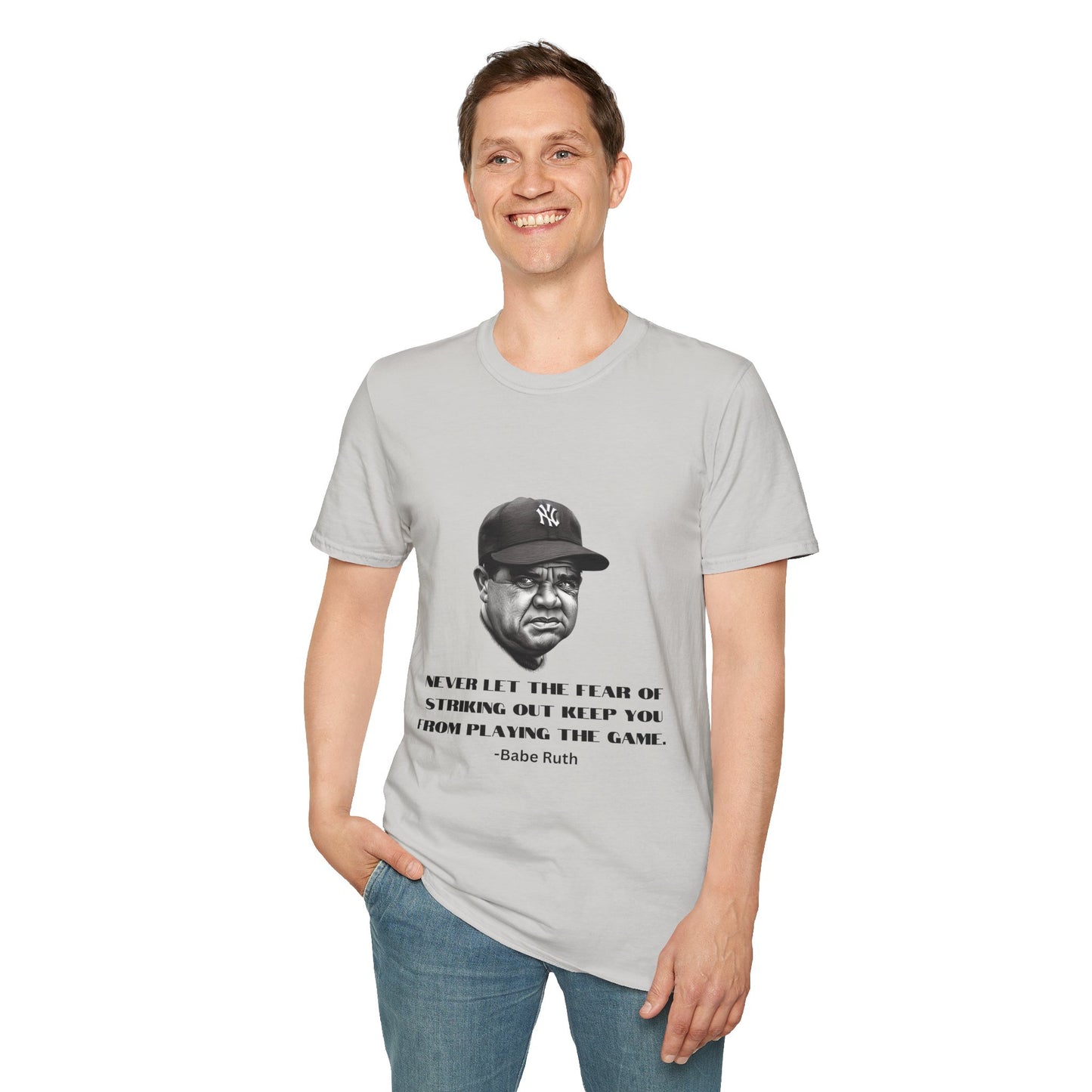 Strike Out Babe Ruth Men's Tshirt (IW Grayscale Logo)