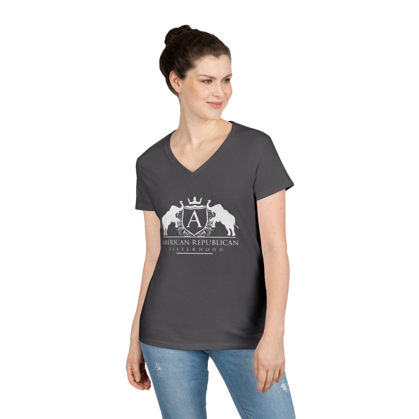 ARS Logo Ladies V-Neck Tshirt (ARS - White Logo)