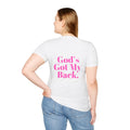 God's Got My Back Women's Relaxed/Plus Tshirt (Hot Pink Back Logo) - Sweet Baby Jeez Teez