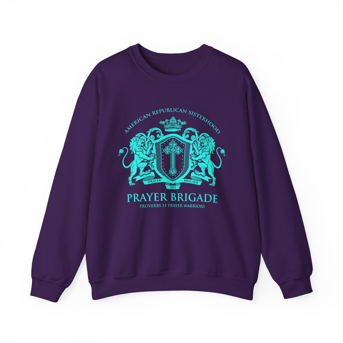 ARS Prayer Brigade Unisex Sweatshirt (Purple with Aqua Logo)