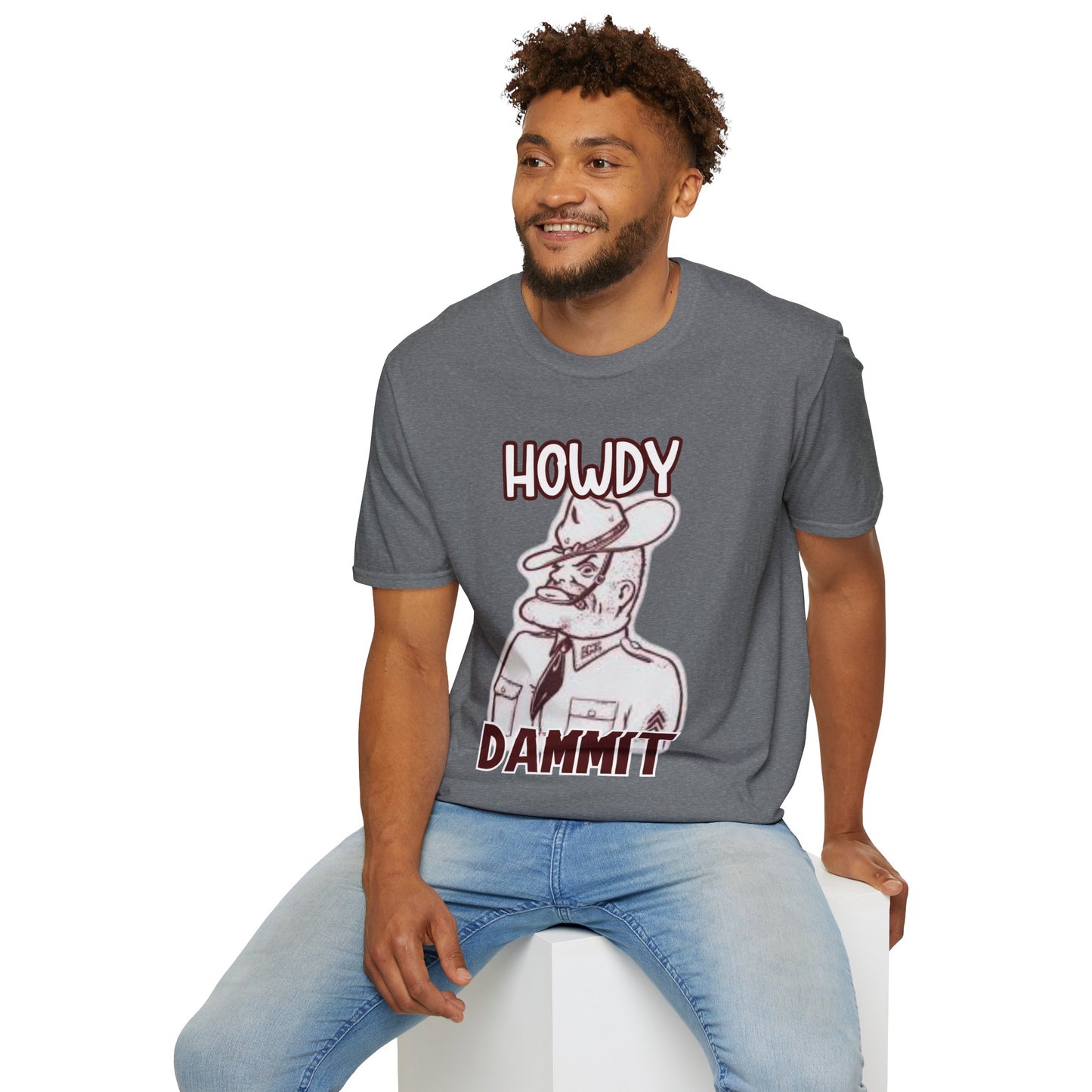 Howdy Dammit Men's Tshirt (Aggie - Old  Sarge Logo)