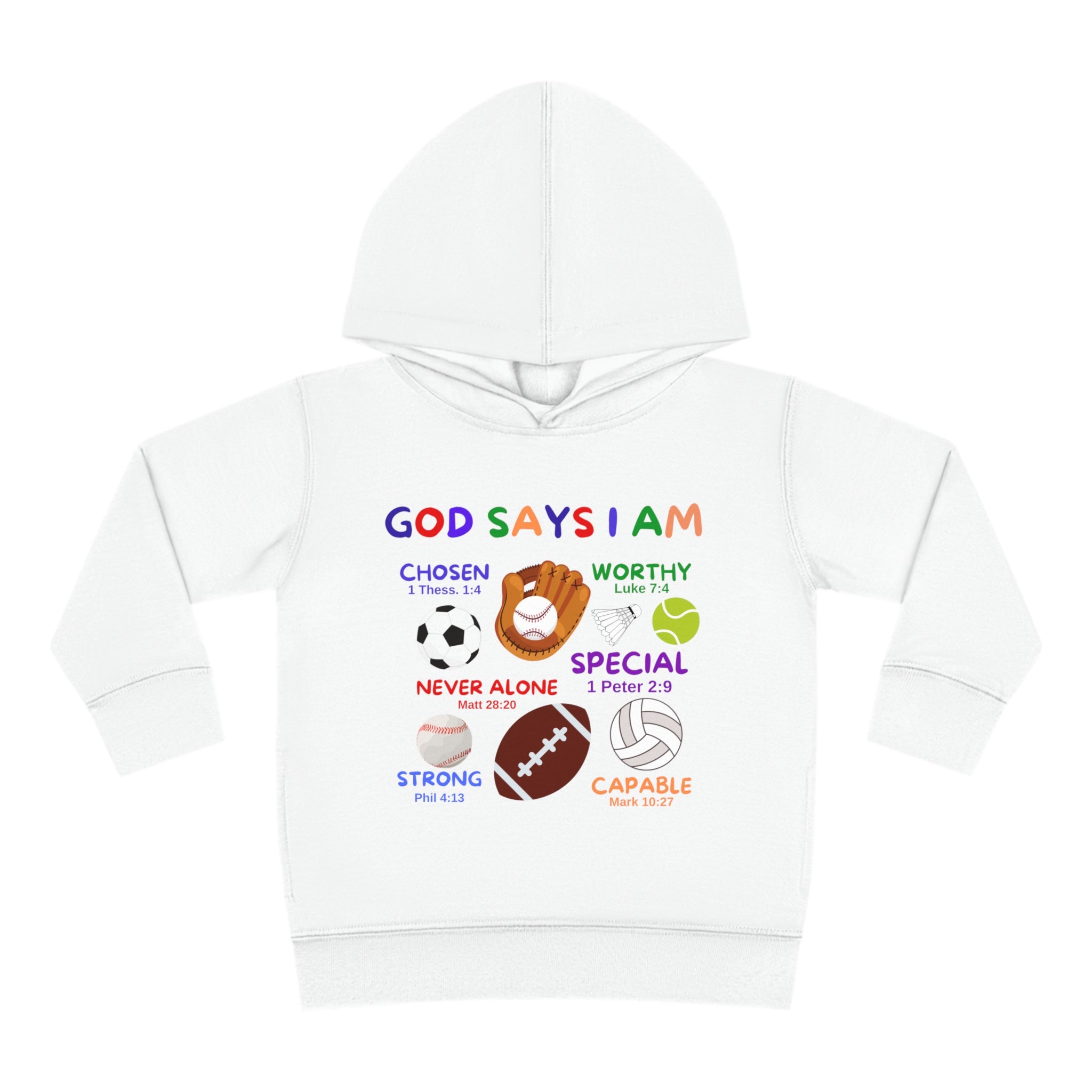 God Says I am Toddler Fleece Hoodie (Sports Logo) – Sweet Baby Jeez Teez