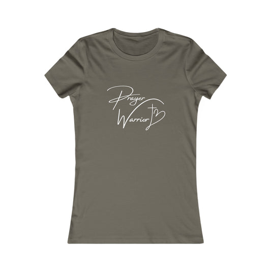 Prayer Warrior Cross Heart Women's Fitted Tshirt (White Logo) - Sweet Baby Jeez Teez