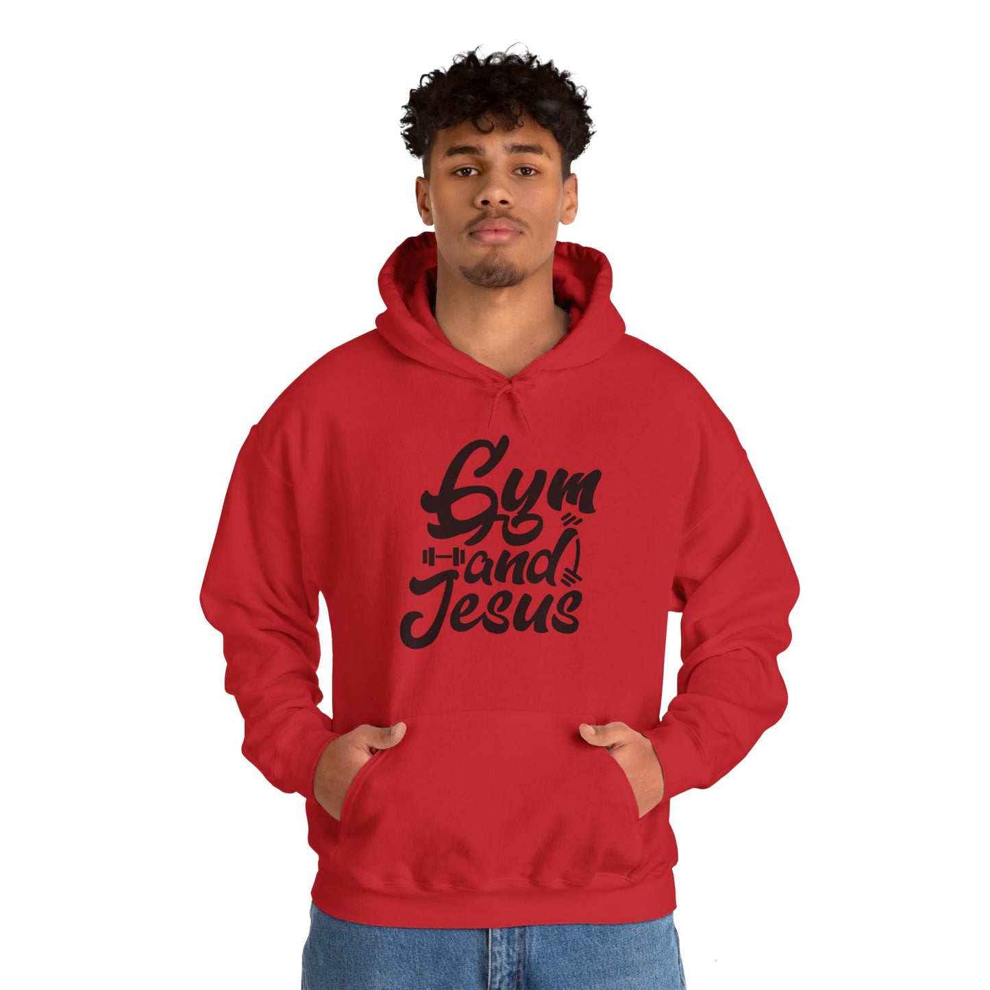 Gym and Jesus Men's Hoodie (Black Logo)