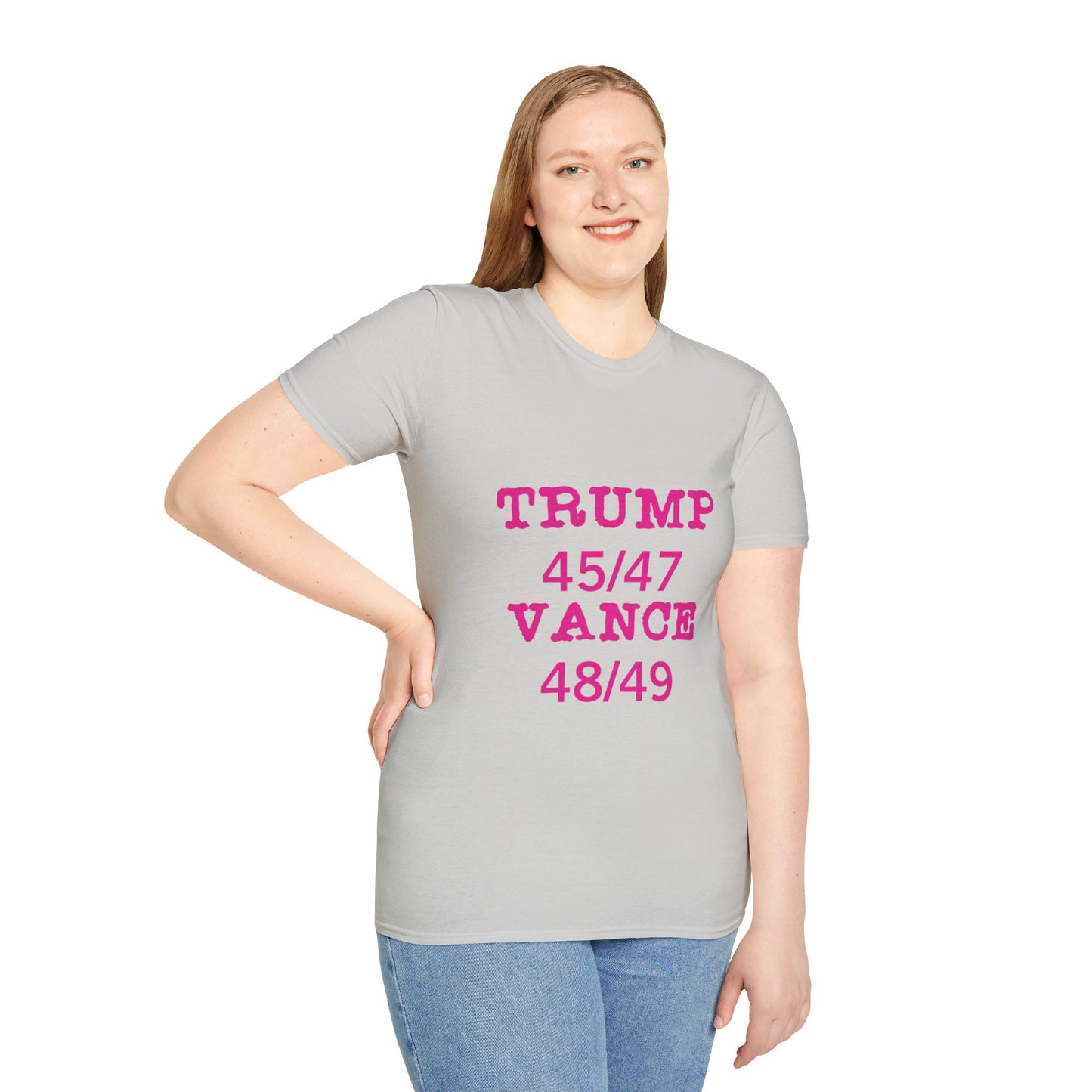 Trump/Vance Women's Relaxed/Plus Tshirt (Hot Pink Logo) - Sweet Baby Jeez Teez