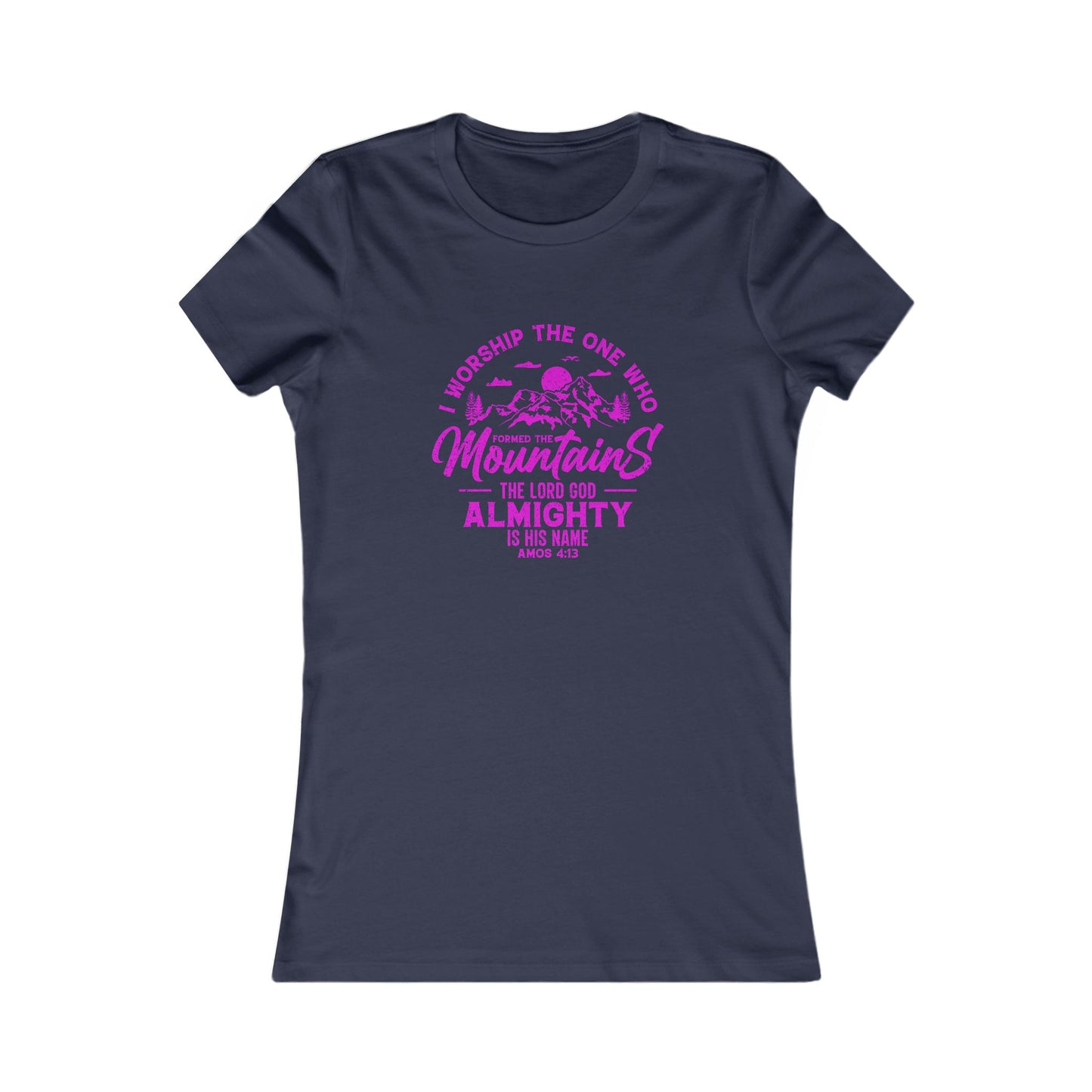 Mountains Women's Fitted Tshirt (Hot Pink Logo)