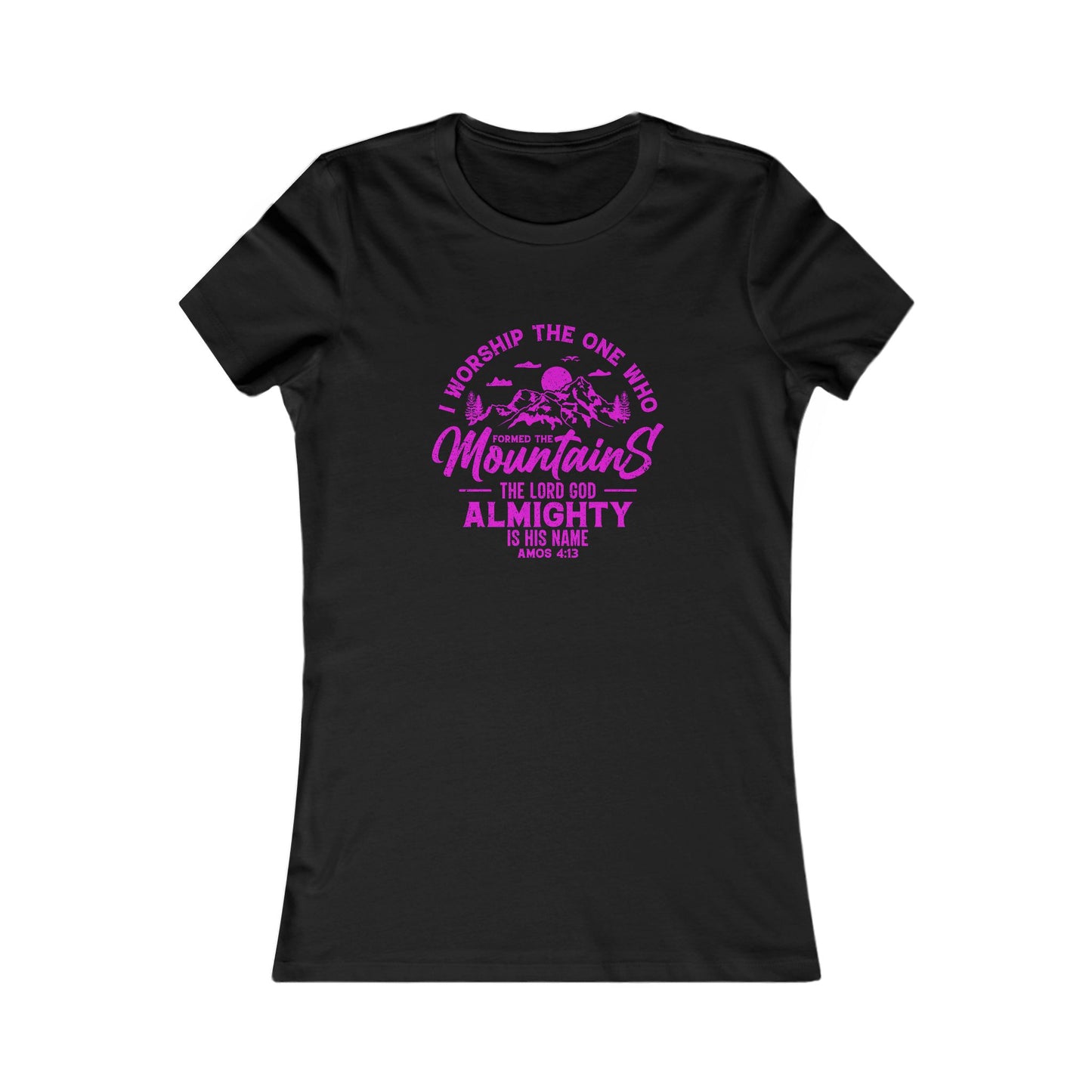 Mountains Women's Fitted Tshirt (Hot Pink Logo)