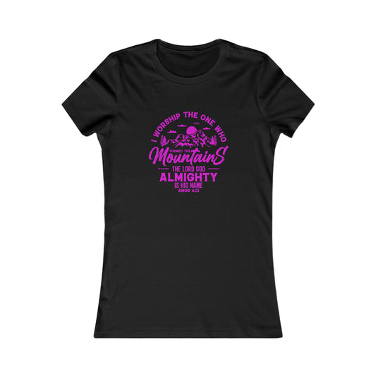 Mountains Women's Fitted Tshirt (Hot Pink Logo)