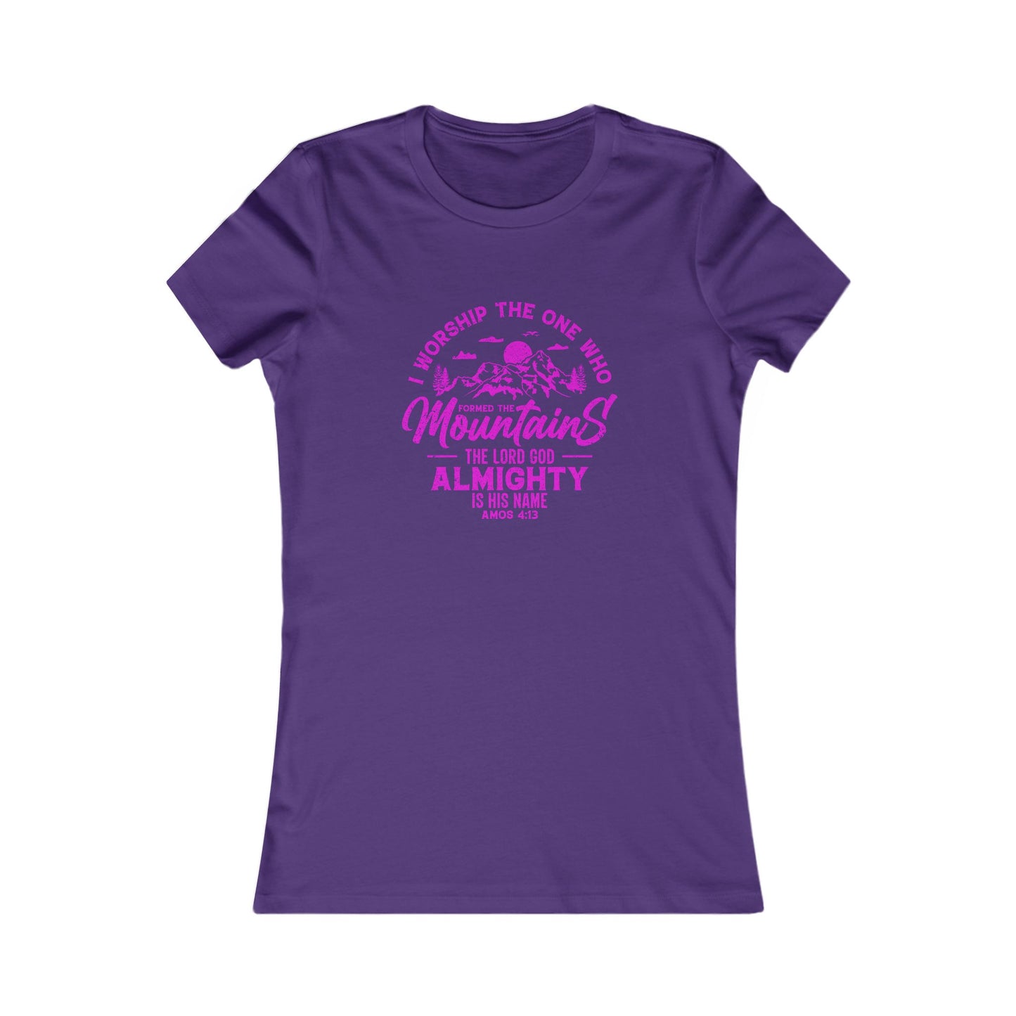 Mountains Women's Fitted Tshirt (Hot Pink Logo)