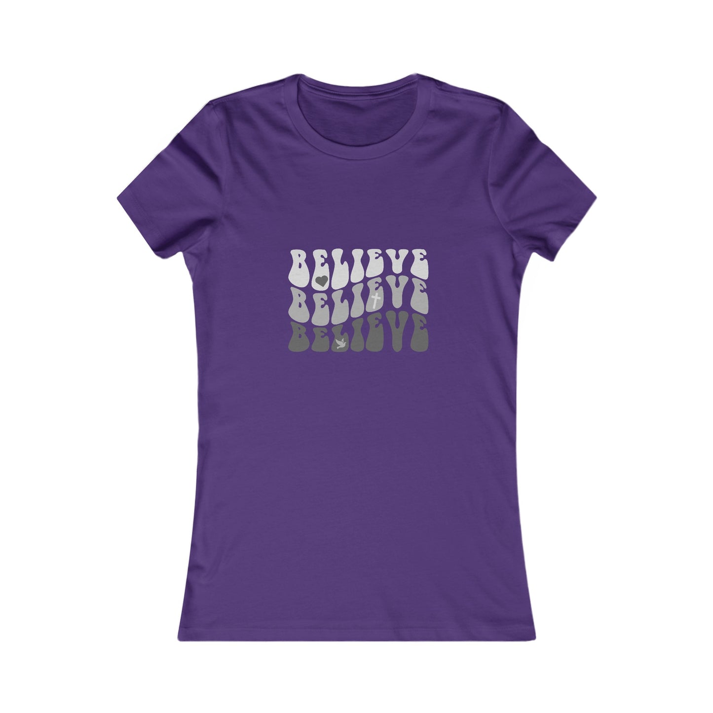 Believe Womens Fitted Tshirt (Grayscale Logo)