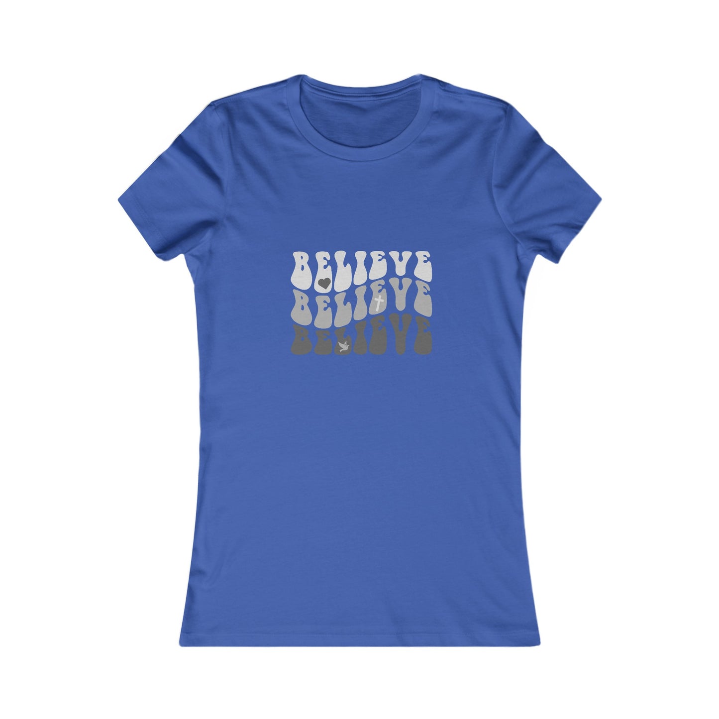 Believe Women's Fitted Tshirt (Grayscale Logo)
