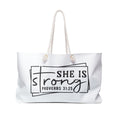 She is Strong White Weekender Bag