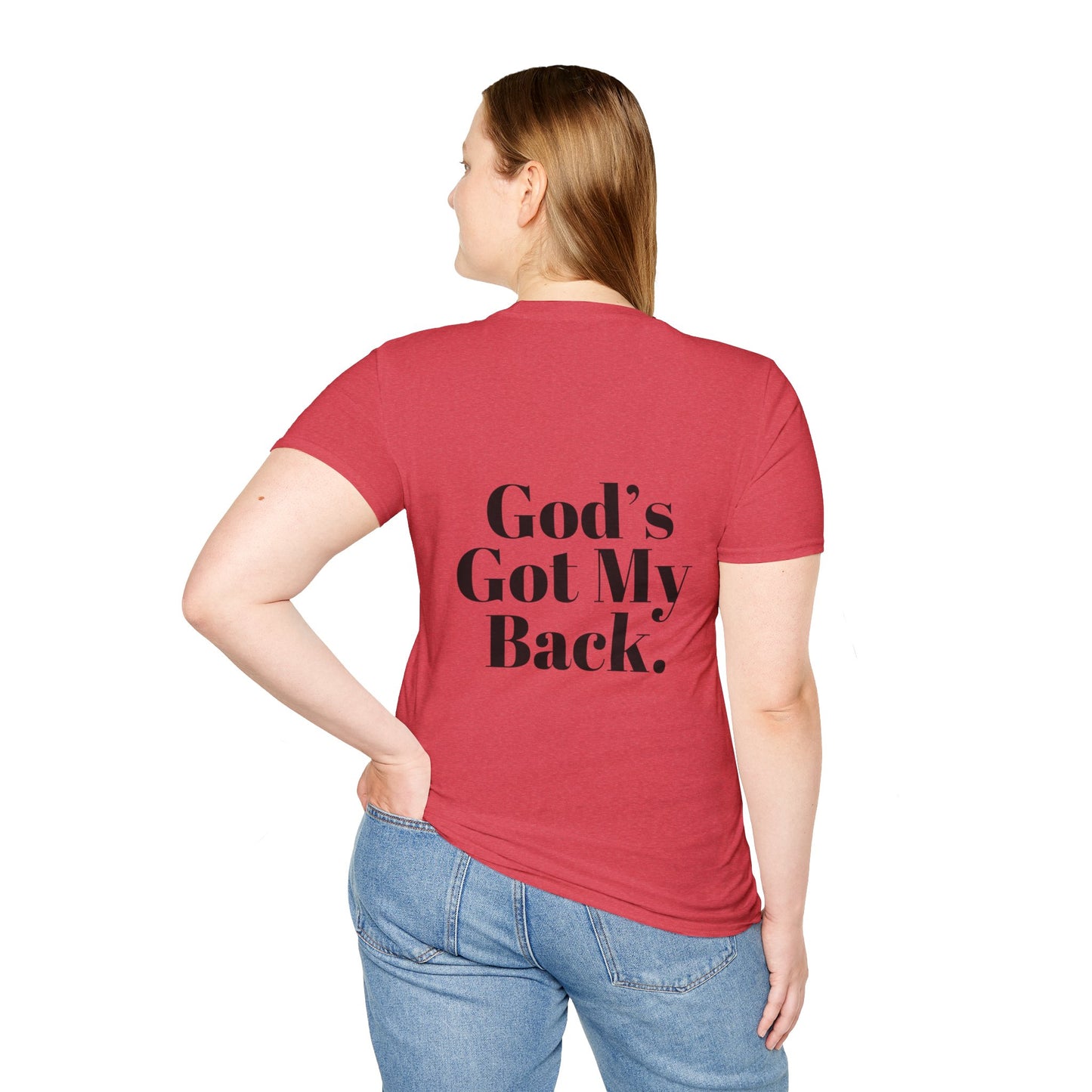 God's Got My Back Women's Relaxed/Plus Tshirt (Black Back Logo) - Sweet Baby Jeez Teez