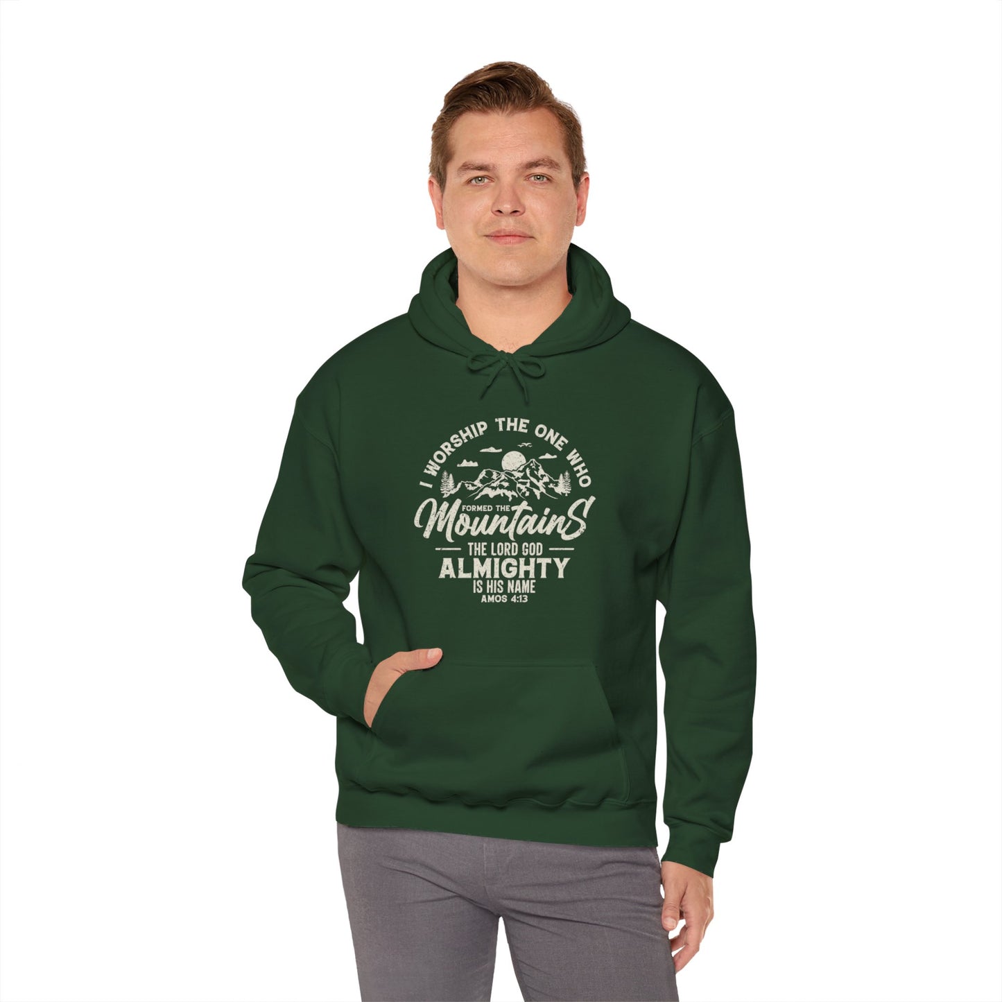 Mountains Men's Relaxed Hoodie (Tan Logo) - Sweet Baby Jeez Teez