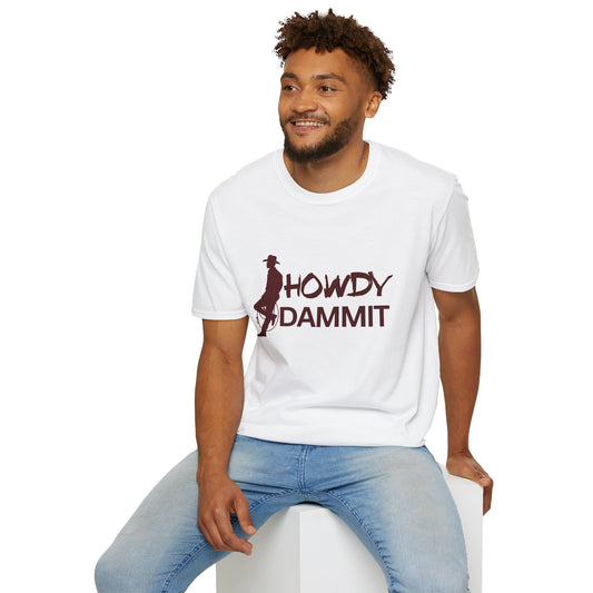 Howdy Dammit Men's Tshirt (AGGIE - Maroon Logo)