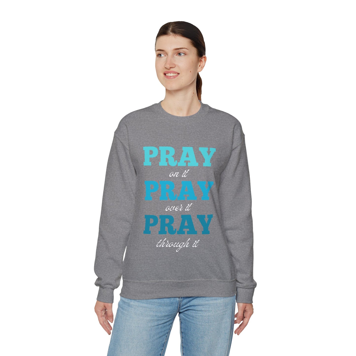 Pray On It Women's Relaxed Sweatshirt (Teals Logo) - Sweet Baby Jeez Teez