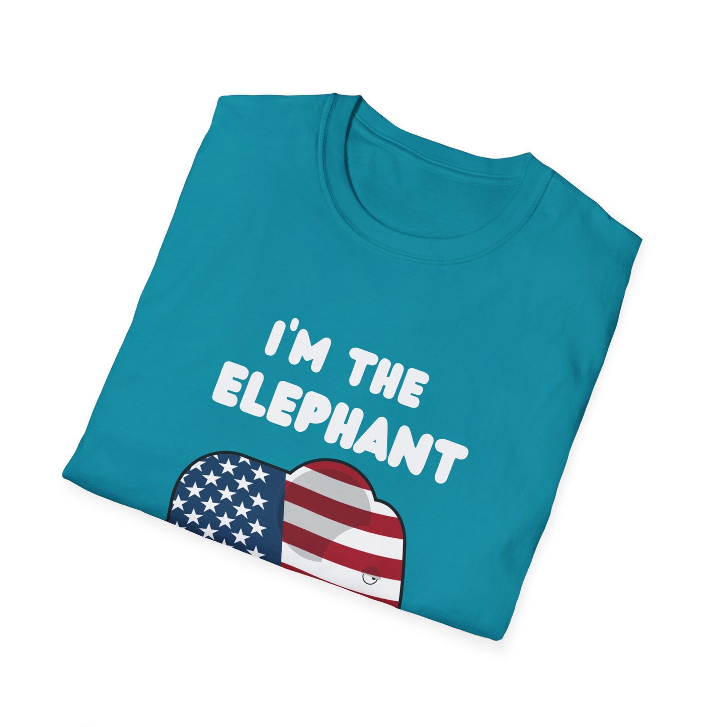 Elephant in Room Cartoon Women's Unisex/Plus Tshirt  XS-5XL (White Logo, Green & Blue Shirts)