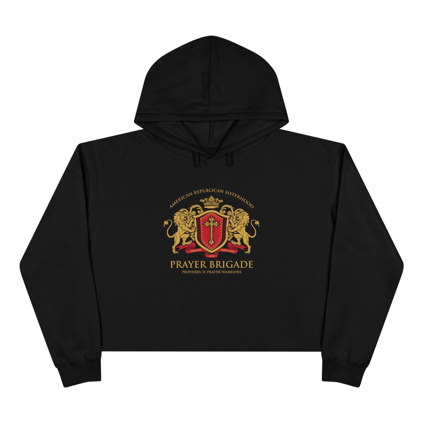 ARS Prayer Brigade Crop Hoodie (Gold/Red Logo)