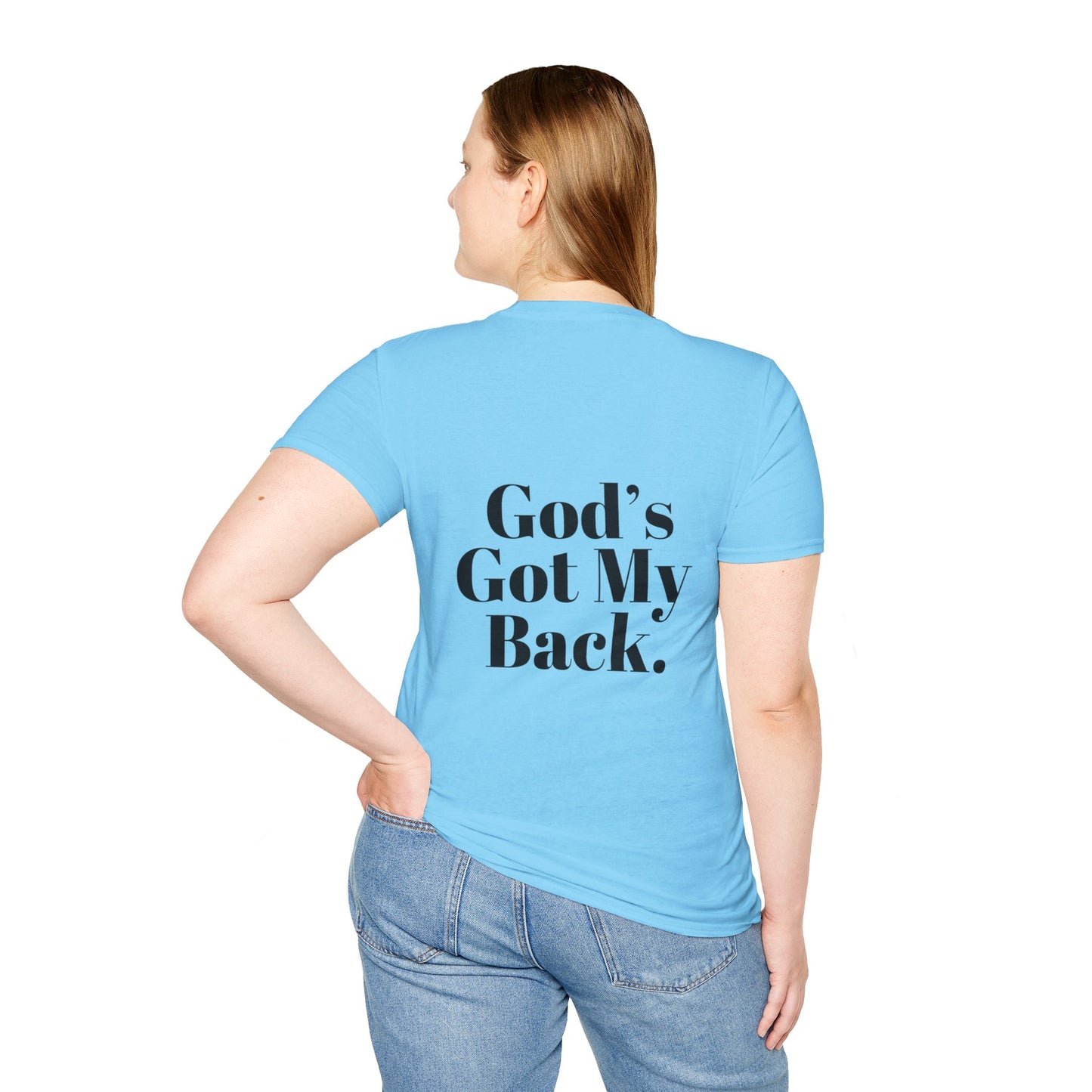 God's Got My Back Women's Relaxed/Plus Tshirt (Black Back Logo) - Sweet Baby Jeez Teez