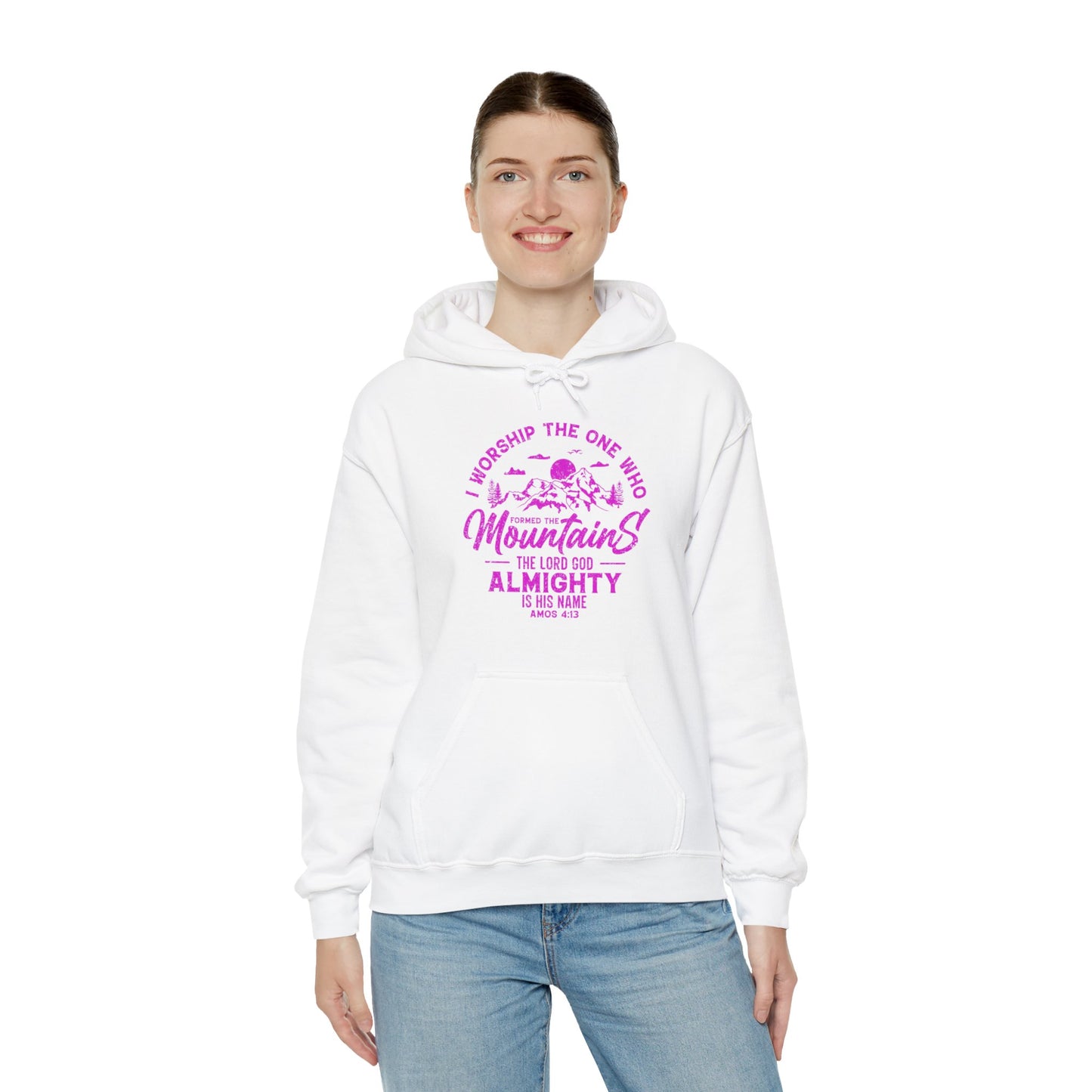 Mountains Women's Relaxed Hoodie (Hot Pink Logo) - Sweet Baby Jeez Teez