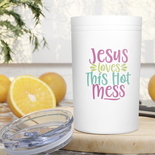 Hot Mess Vacuum Insulated Tumbler (Multi Logo) - Sweet Baby Jeez Teez