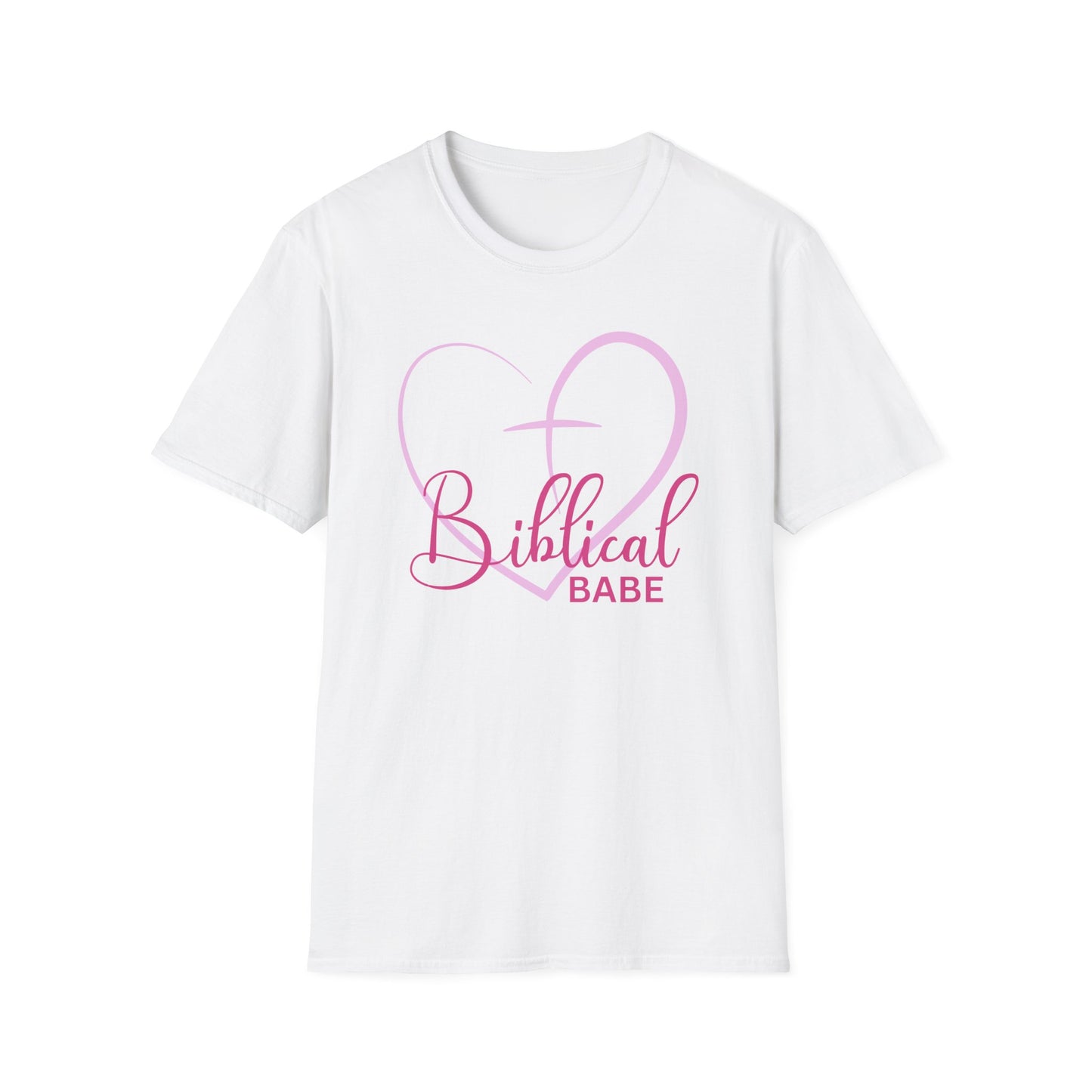 Biblical Babe Women's Relaxed/Plus Tshirt (Pink Heart Logo) - Sweet Baby Jeez Teez