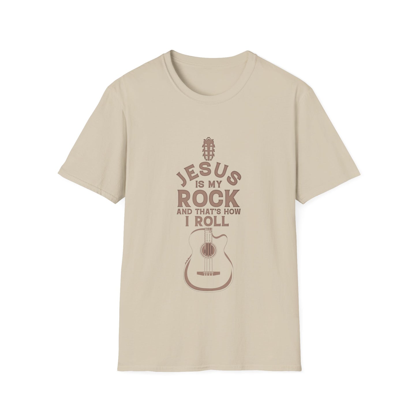 Jesus is My Rock Mens Tshirt (Tan Logo)
