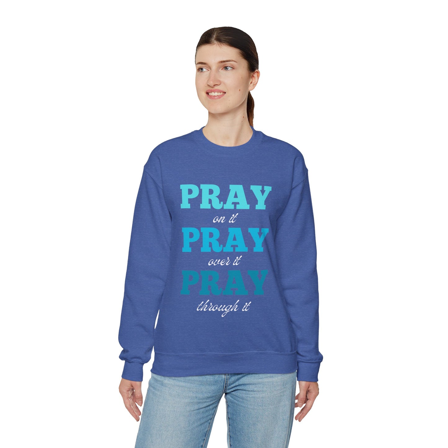 Pray On It Women's Relaxed Sweatshirt (Teals Logo) - Sweet Baby Jeez Teez