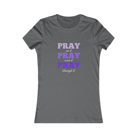 Pray On It Women's Fitted  Tshirt (Purples) - Sweet Baby Jeez Teez