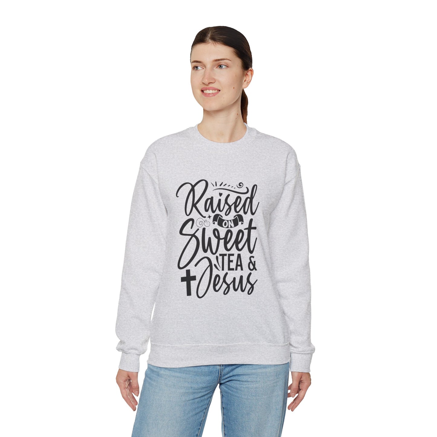 Sweet Tea and Jesus Women's Relaxed Sweatshirt (Black Logo)