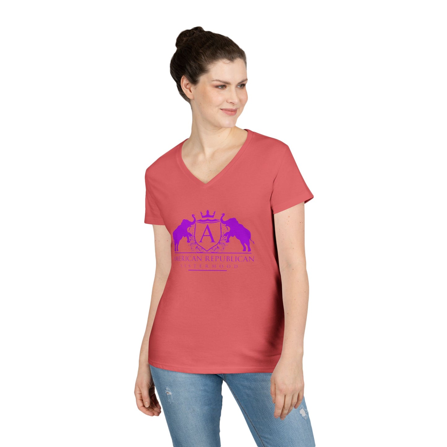 ARS Logo Women's  V-Neck T-Shirt (ARS - Hot Pink Logo)