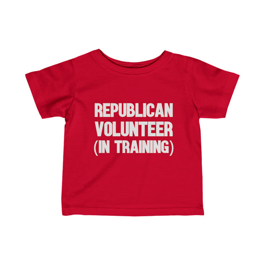 Republican Volunteer in Training Toddler Tshirt (White/Red Logo) - Sweet Baby Jeez Teez