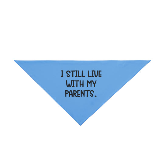 Live with Parents Pet Bandana, Blue (Black Logo)
