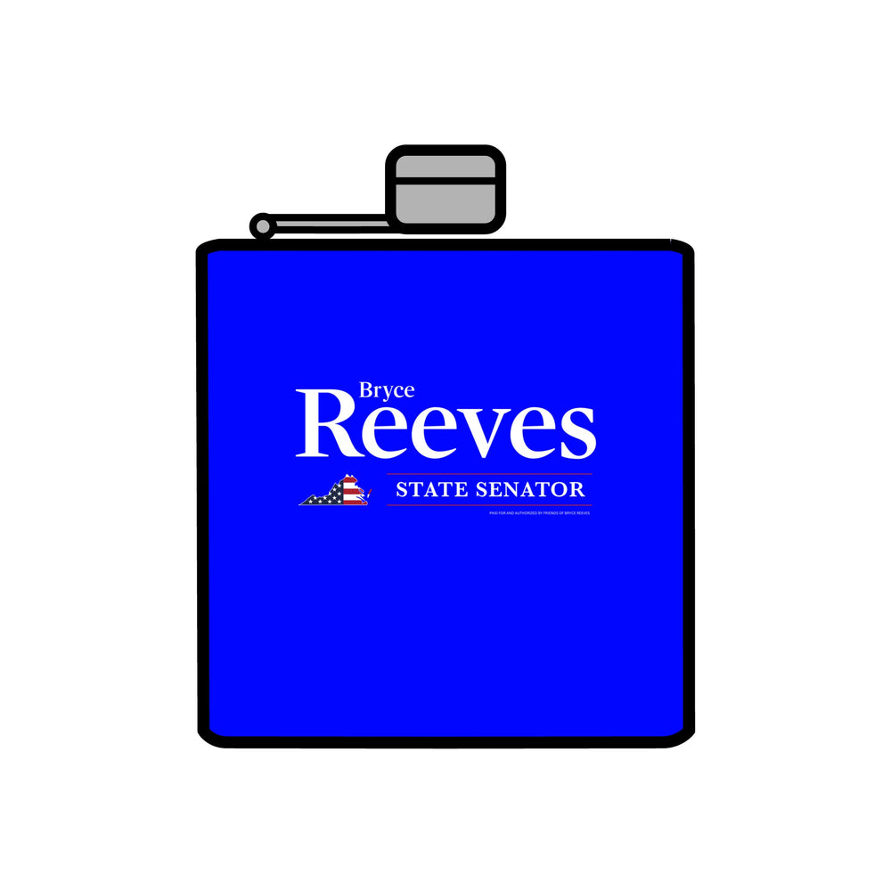 Senator Bryce Reeves Stainless Steel Flask (White Logo) - Sweet Baby Jeez Teez